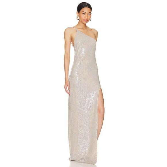 The SEI One Shoulder Gown in Frost size L - Picture 2 of 13